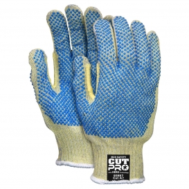 MCR Safety 93859 Cut Pro Hero Gloves - 7 Gauge Kevlar/Stainless Steel/Nylon Shell - PVC Double Sided Dots