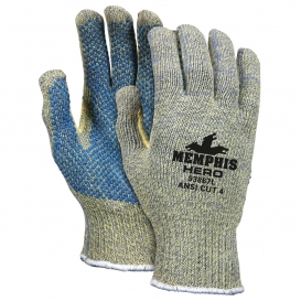 Memphis 93867 Hero Gloves - 7 Gauge Kevlar/Stainless Steel/Nylon Shell - PVC Dotted 1 Side