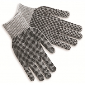 Memphis 9662M String Knit Gloves - 7 Gauge Cotton/Polyester - PVC Dots on Both Sides - Gray
