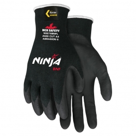 ANSI Abrasion 4 18 Gauge Nylon/Spandex Shell with BNF Palm and Fingertip Coating MCR Safety N96970M Ninja BNF Nitrile Gloves Medium 1-Pair 