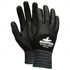 Memphis MG9694 Bi-Polymer 3/4 Dipped Nitrile Dotted Gloves - 15 Gauge Nylon/Spandex Shell