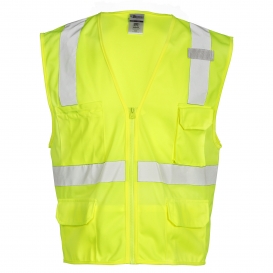 Kishigo 1291 Zipper Front Solid 6-Pocket Safety Vest - Yellow/Lime