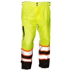 VKWEAR Men's Neon Reflective High Visibility Water Resistant Safety Work Pants - Yellow - Polyester - XL