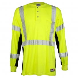 Kishigo F594 FR Long Sleeve Henley T-Shirt - Yellow/Lime
