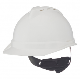 MSA 10034018 V-Gard 500 Vented Cap Style Hard Hat - 4-Point Ratchet Suspension - White