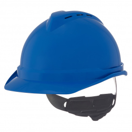 MSA 10034019 V-Gard 500 Vented Cap Style Hard Hat - 4-Point Ratchet Suspension - Blue