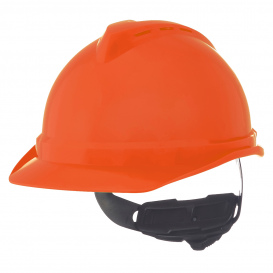 MSA 10034021 V-Gard 500 Vented Cap Style Hard Hat - 4-Point Ratchet Suspension - Orange