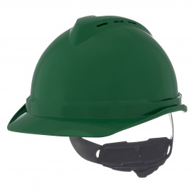 MSA 10034023 V-Gard 500 Vented Cap Style Hard Hat - 4-Point Ratchet Suspension - Green