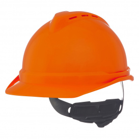 MSA 10034026 V-Gard 500 Vented Cap Style Hard Hat - 4-Point Ratchet Suspension - Hi-Viz Orange