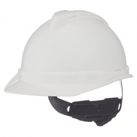 MSA 10034088 V-Gard 500 Non-Vented Cap Style Hard Hat - 4-Point Ratchet Suspension - White