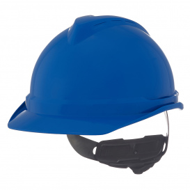 MSA 10034098 V-Gard 500 Non-Vented Cap Style Hard Hat - 6-Point Ratchet Suspension - Blue