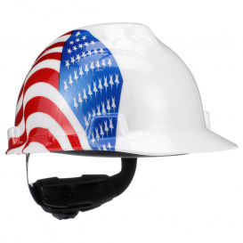 MSA 10050611 American Freedom Series V-Gard Cap Style Hard Hat - Dual American Flag Logo