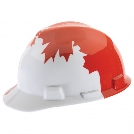 MSA 10050613 Canadian Freedom Series V-Gard Cap Style Hard Hat - White w/ Red Maple Leaf