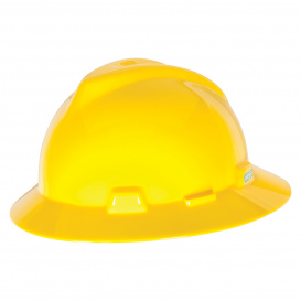 MSA 10058318 V-Gard Full Brim Hard Hat - 1-Touch Suspension - Yellow