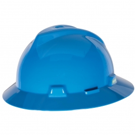MSA 10058320 V-Gard Full Brim Hard Hat - 1-Touch Suspension - Blue