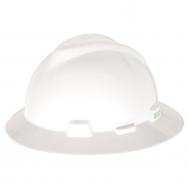 MSA 10058321 V-Gard Full Brim Hard Hat - 1-Touch Suspension - White