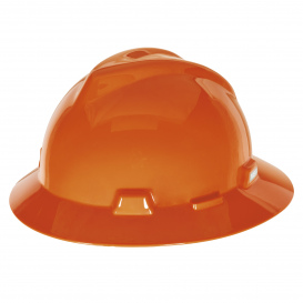 MSA 10058322 V-Gard Full Brim Hard Hat - 1-Touch Suspension - Orange