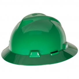 MSA 10058323 V-Gard Full Brim Hard Hat - 1-Touch Suspension - Green