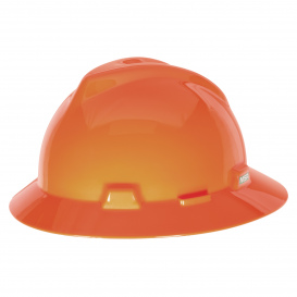 MSA 10058326 V-Gard Full Brim Hard Hat - 1-Touch Suspension - Hi-Viz Orange