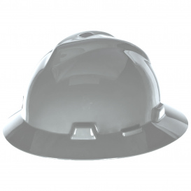 MSA 10058333 V-Gard Full Brim Hard Hat - 1-Touch Suspension - Silver
