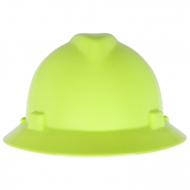 MSA 10061516 V-Gard Full Brim Hard Hat - 1-Touch Suspension - Hi-Viz Yellow/Green