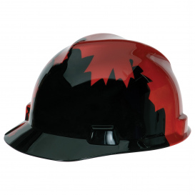 MSA 10082233 Canadian Freedom Series V-Gard Cap Style Hard Hat - Black w/ Red Maple Leaf