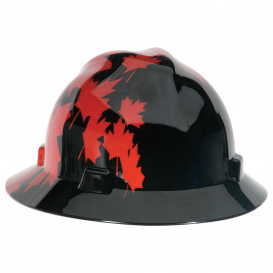 MSA 10082235 Freedom Series V-Gard Full Brim Hard Hat - Canadian Black with Red Maple Leaf