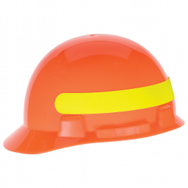MSA 10095987 SmoothDome Cap Style Hard Hat - 4-Point Fas-Trac III Suspension - Hi-Viz Orange w/ Yellow Stripe