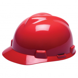 MSA 10150223 V-Gard GREEN Cap Style Hard Hat - Fas-Trac III Suspension - Red
