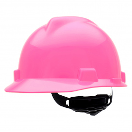 MSA 10155230 V-Gard Cap Style Hard Hat - Fas-Trac III Suspension - Hot Pink