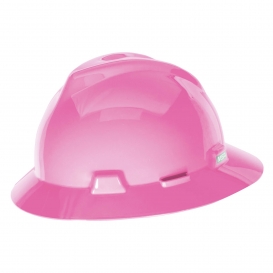 MSA 10156373 V-Gard Full Brim Hard Hat - Fas-Trac Suspension - Hot Pink