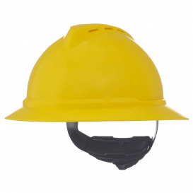 MSA 10167913 V-Gard 500 Vented Full Brim Hard Hat - 4-Point Ratchet Suspension - Yellow