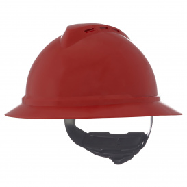 MSA 10167915 V-Gard 500 Vented Full Brim Hard Hat - 4-Point Ratchet Suspension - Red