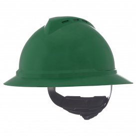 MSA 10167916 V-Gard 500 Vented Full Brim Hard Hat - 4-Point Ratchet Suspension - Green