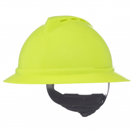 MSA 10168461 V-Gard 500 Vented Full Brim Hard Hat - 6-Point Ratchet Suspension - Hi-Viz Yellow/Green