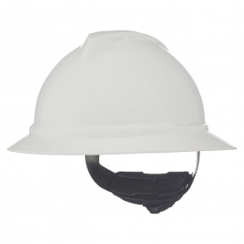 MSA 10168589 V-Gard 500 Full Brim Hard Hat - 6-Point Ratchet Suspension - White