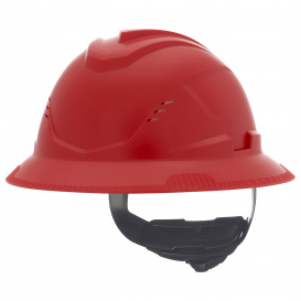 MSA 10215829 V-Gard C1 Vented Full Brim Hard Hat - Ratchet Suspension - Red
