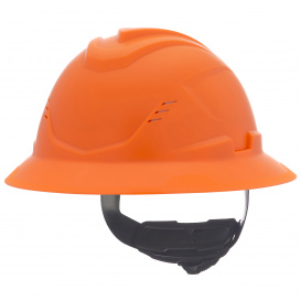 MSA 10215833 V-Gard C1 Vented Full Brim Hard Hat - Ratchet Suspension - Hi-Viz Orange