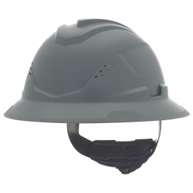 MSA 10215836 V-Gard C1 Vented Full Brim Hard Hat - Ratchet Suspension - Gray