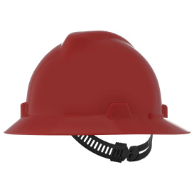 MSA 454736 V-Gard Full Brim Hard Hat - Staz-On Suspension - Red