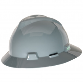 MSA 475367 V-Gard Full Brim Hard Hat - Fas-Trac Suspension - Gray