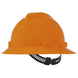 MSA 489360 V-Gard Full Brim Hard Hat - Staz-On Suspension - Hi-Viz Orange