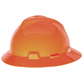 MSA 489360 V-Gard Full Brim Hard Hat - Staz-On Suspension - Hi-Viz Orange