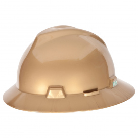 MSA 814053 V-Gard Full Brim Hard Hat - Fas-Trac Suspension - Gold