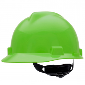 MSA 815566 V-Gard Large Size Cap Style Hard Hat - Fas-Trac III Suspension - Lime Green 