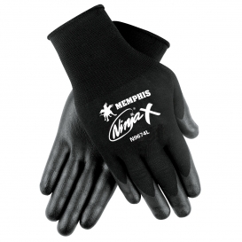 Memphis N9674 Ninja X Bi-Polymer Coated Gloves - 15 Gauge Nylon/Lycra Shell - Black
