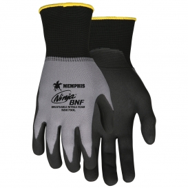 Memphis N96790 Ninja BNF Coated Gloves - 15 Gauge Nylon/Spandex Shell - Gray / Black