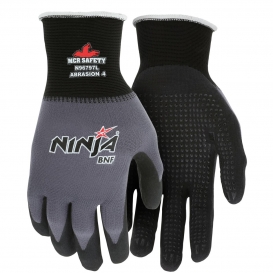 MCR Safety N96797 Ninja BNF Coated Gloves w/ Dotted Palm Fingertips - 15 Gauge Nylon/Spandex Shell