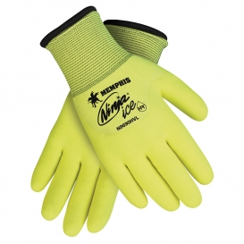 Memphis N9690HV Ninja Ice 3/4 HPT Coated Gloves - 15 Gauge Nylon Shell - Yellow