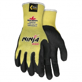 MCR Safety N96930 Ninja Wave Gloves - 10 Gauge Kevlar Shell - Nitrile Wave Coated